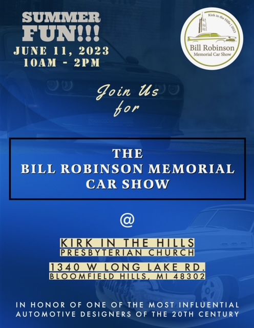 tfmurphy4's tweet photo. The classic car show in honor of designer Bill Robinson is back Sunday June 11 from 10am to 2pm at Kirk in the Hills in Bloomfield Hills. Come on by for the free show and free lunch! Autoweek article from 2022 ... https://t.co/CNV73PsRjf @AutoweekUSA @CCS_Detroit @RalphGilles https://t.co/1eAiWp0IwJ