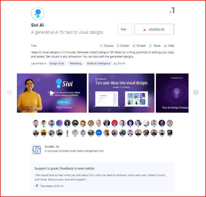 🎉 Amazing news! 🏆We are trending in the #1 spot on @ProductHunt. 🚀
The Product Hunt community has provided amazing feedback for Sivi. 🙌
➡Try Sivi's magic here: producthunt.com/posts/sivi-ai
#artificialintelligence #producthunt #generativeai #aitools #visualdesign #productlaunch