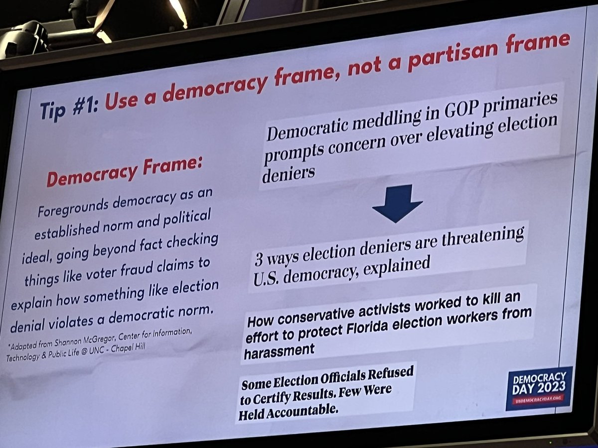 digiphile's tweet image. Explain your reporting process, says @beaformanwrites: news gathering is often opaque &amp;amp; publics don’t understand how journalism works.

Show your work! 

Rebuild trust by explaining how an outlet has established facts &amp;amp; what context is or isn’t.

#cjs2023