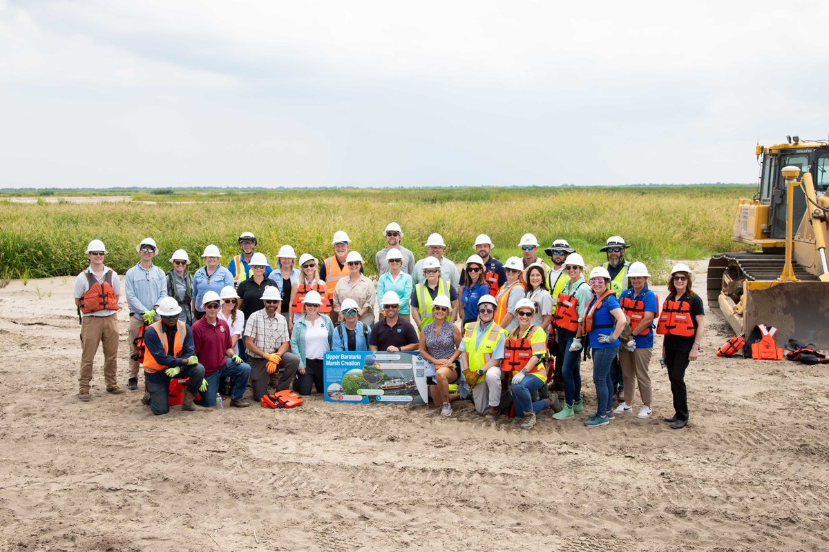 Last week, NOAA hosted an Upper Barataria Marsh tour in LA for a group of project partners. Attendees learned about site history, the project, planning, design, engineering, construction &amp; the future vision. The new marshland was explored firsthand! Thank you to all who attended!