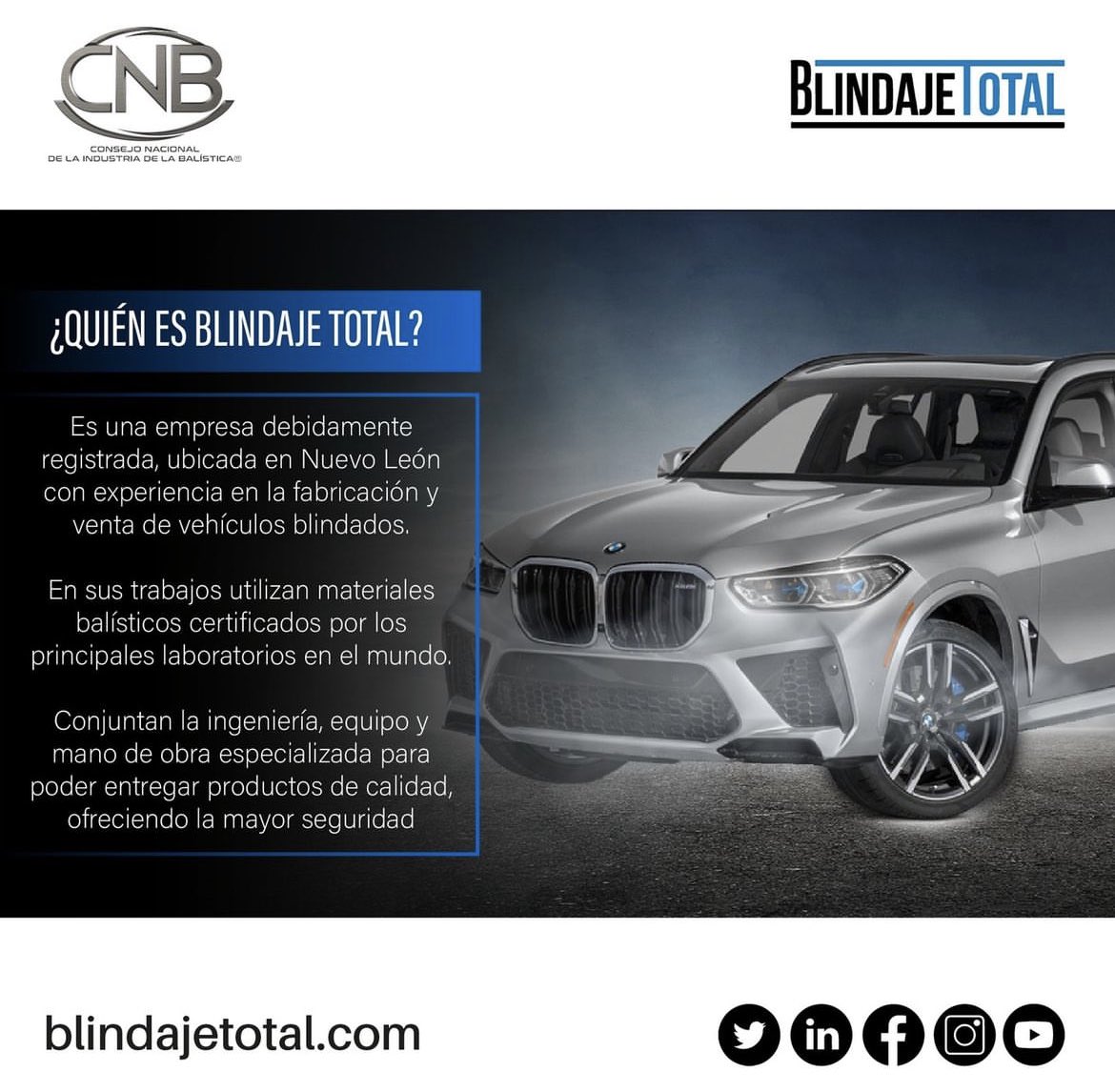 Asesórate con los expertos 🚙🔥
📩 info@blindajetotal.com
🌐 blindajetotal.com
FB/TW/IG/IN ➡️ Blindaje Total

#blindajeautomotriz #blindadora #kevlar #acerobalistico #ssab #autoblindado #protección #seguridad