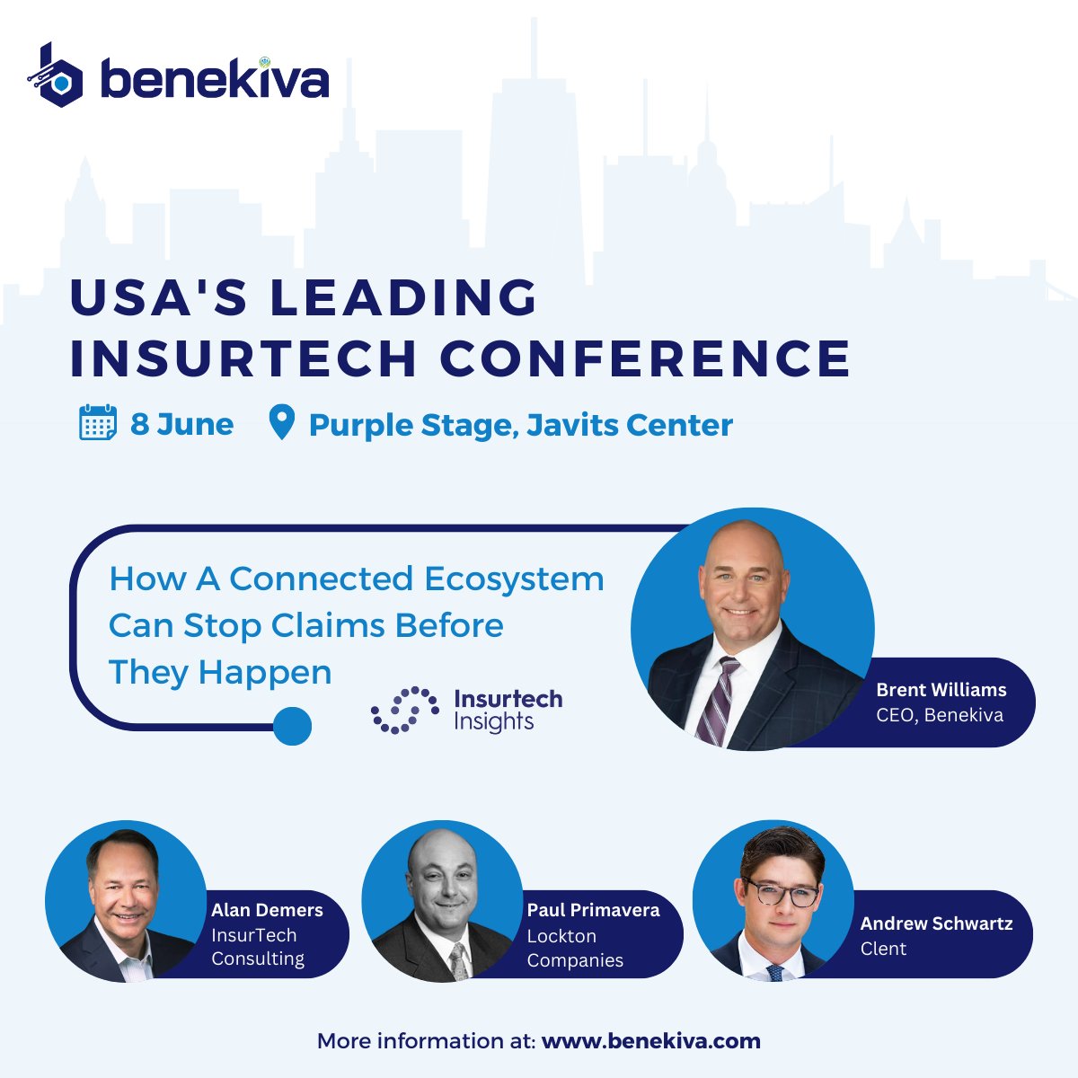 benekiva's tweet image. The countdown is on to ITI2023!

Benekiva&apos;s founder and CEO, Brent Williams, will speak along with his panelist on the 8th of June at the Insurtech Insights Conference.

Learn more at➡️: hubs.ly/Q01SqhPf0

#claimstransformation #iti2023 #solvingrealproblems #claims
