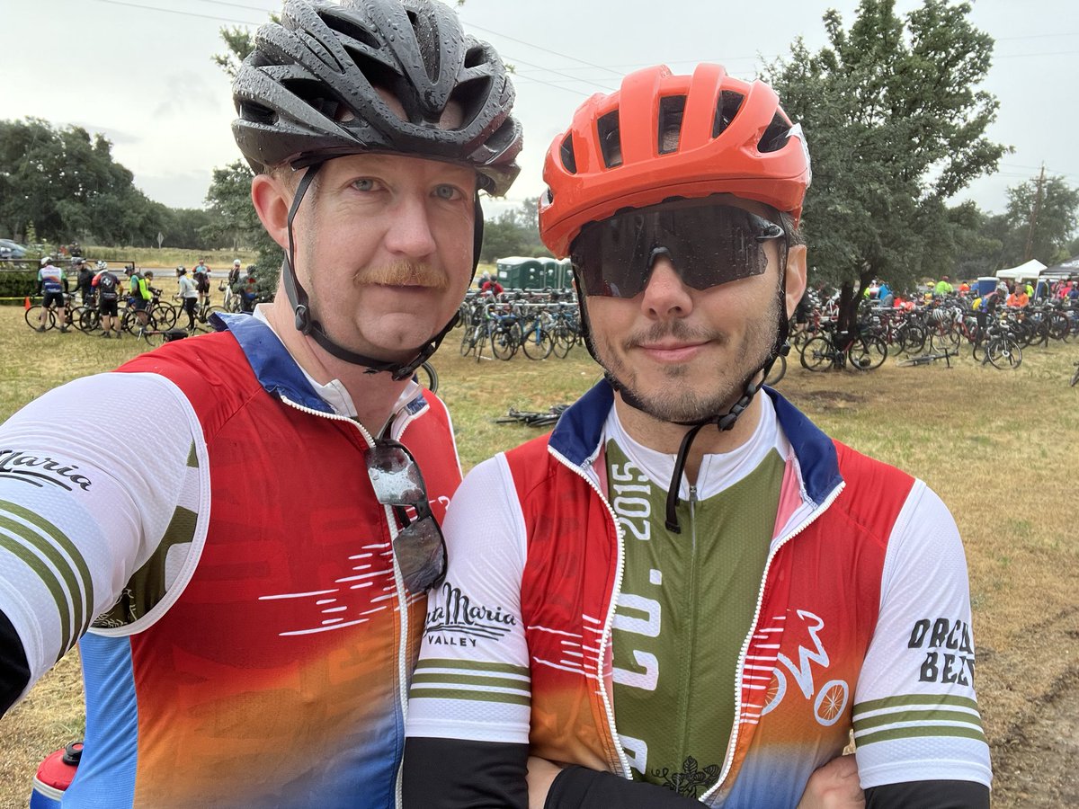 TeamAdam_Steve's tweet photo. Hey everyone! Due to a lack of gear for the amount of rain we are in, we have decided to play it safe and “sag” the rest of the day. We will be bussed to lunch and then camp where we can dry up and rest for tomorrow! #aidslifecycle #teamadamandsteve https://t.co/6cKEAvtQrf