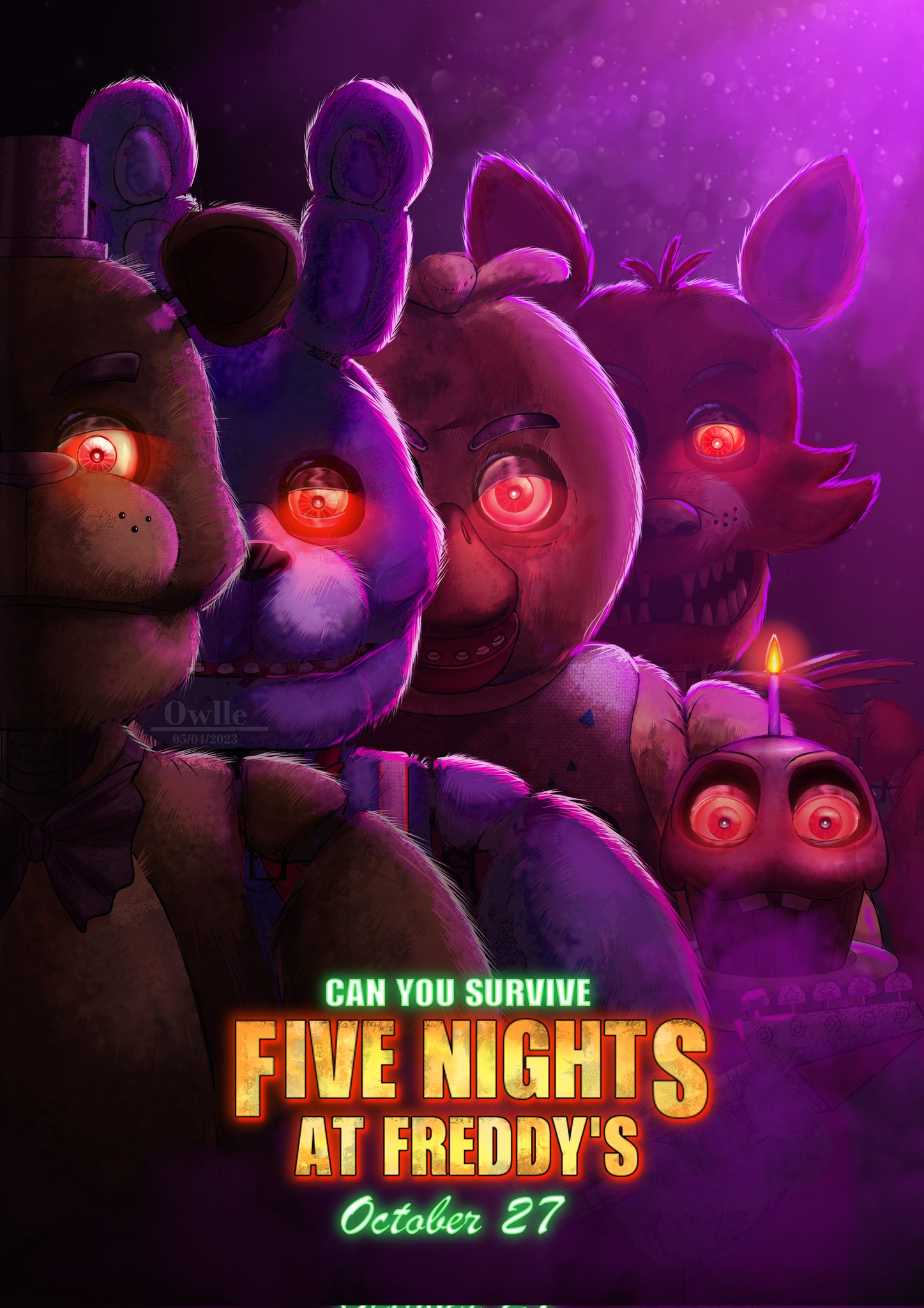 Can you survive Five nights at Freddy's (FNAF MOVIE POSTER Redraw