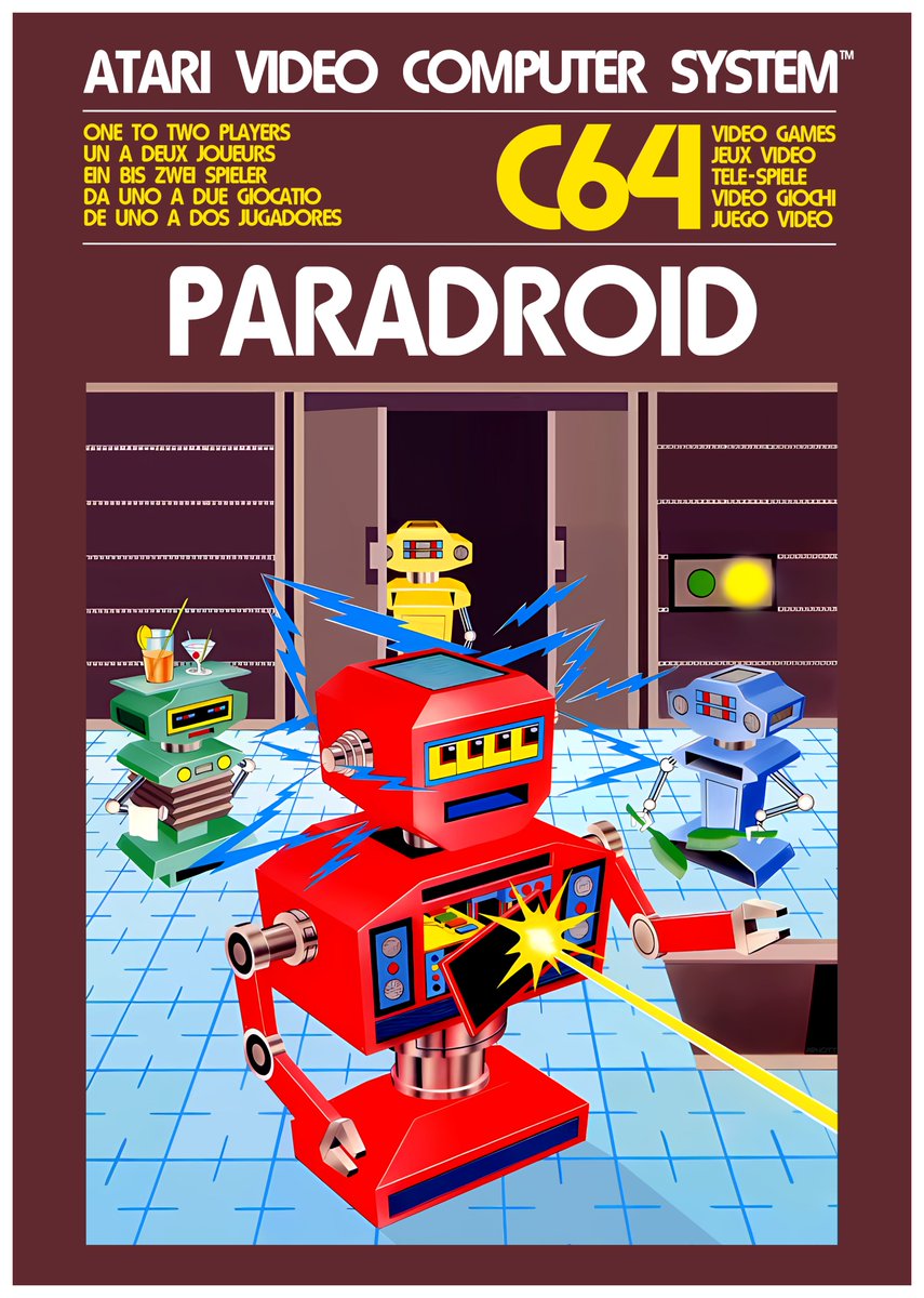 GaryArnott's tweet photo. @CheekyC64Gamer The Atari VCS 2600 version was way better! 😉🖍️

#Commodore64 #C64 #Atari #VCS2600 #Retrogaming #GameArt #Artwork #Paradroid #Retrogames #80s https://t.co/yvmEk2Xsfr