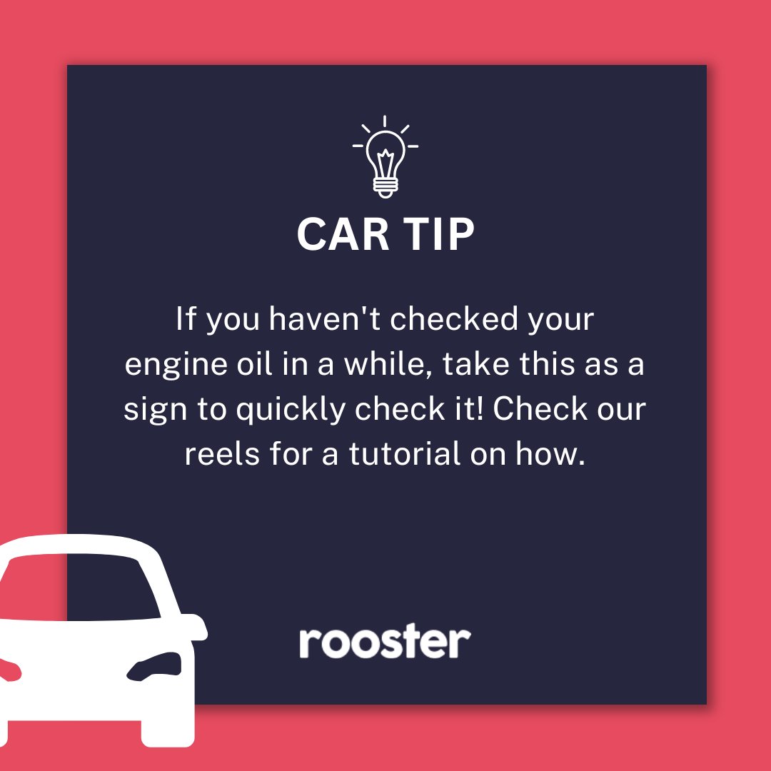 Car tips! 💡

If you haven't checked your engine oil in a while, take this as a sign to quickly check it! Check our reels for a tutorial on how.
.
.
#roosterinsurance #cars #carinsurance #driving #ukinsurance #uk #insurance #cartip #usefulinfo #carhack #hacks #roadhack