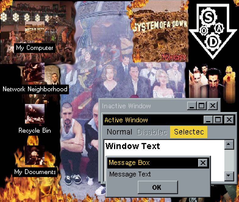 System of a Down Toxicity desktop theme for Windows 95/98/ME/XP (2002)