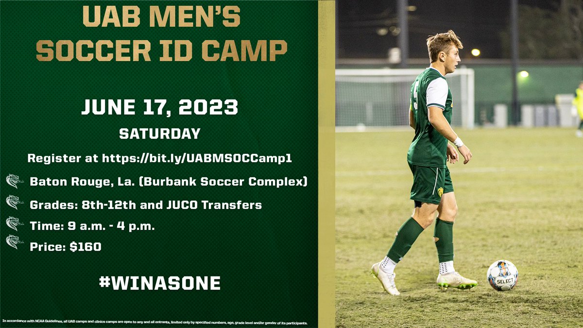Sign up now for our June 17 camp in Baton Rouge!

🔗 bit.ly/UABMSOCCamp1

#WinAsOne