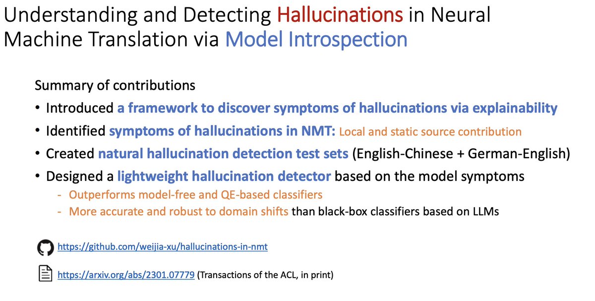 MTMA'23 Day 2. Starting with a talk by Marine Carpuat from UMD on Hallucinations in NMT.
Slides (for all talks, uploading as we go) here: mtma23.github.io/program.html
#neuralempty #nlproc