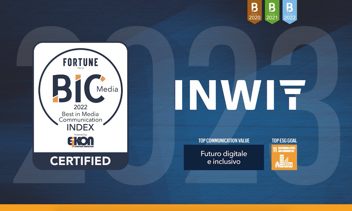 EikonSC's tweet photo. 👏Complimenti a #INWIT che ottiene la certificazione #BestInMediaCommunication per il terzo anno consecutivo!
@INWIT_Official
#BIC23 https://t.co/fYQ2fsq2a8