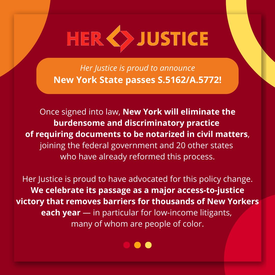 We are proud to have advocated for Senate Bill 5162/Assembly Bill 5772! This policy change will remove significant barriers for low-income New Yorkers — especially in housing, civil, and family court matters — and create a more fair playing field for litigants like our clients.