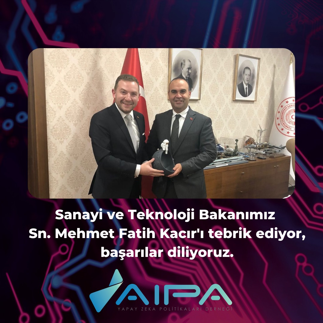 Sanayi ve Teknoloji Bakanımız Sn. Mehmet Fatih Kacır'ı tebrik ediyor, başarılar diliyoruz.

@mfatihkacir
@zkucuksabanoglu

#aipaturkey #ai #yapayzeka 🧠🤖🦾