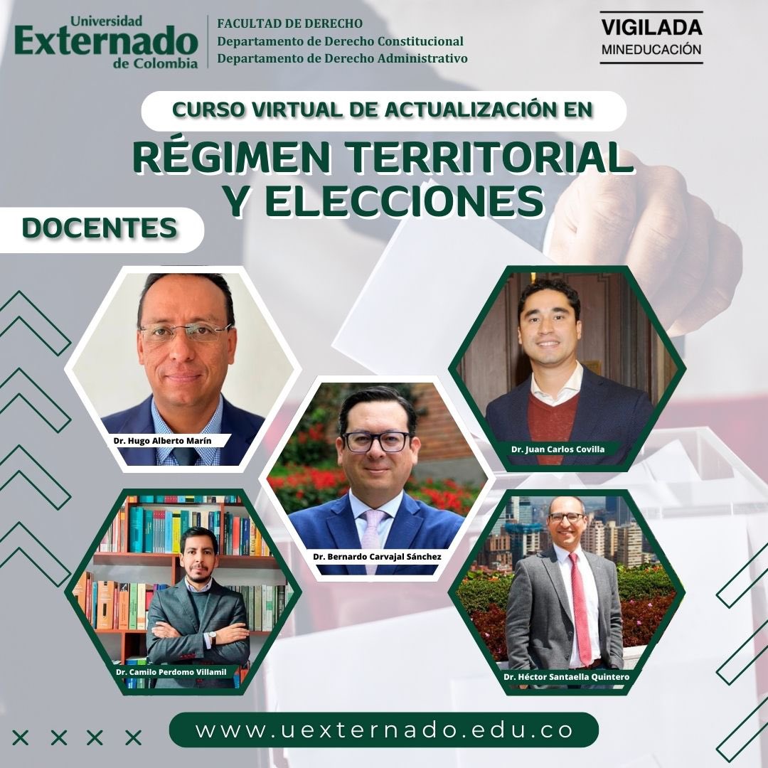 Los Departamentos de Derecho Constitucional y de Derecho Administrativo les invita a participar en el Curso Virtual en el Régimen Territorial y Elecciones 2023. Tenemos inscripciones abiertas hasta el 20 de junio de 2023.