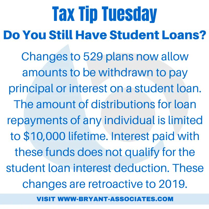 #tax #taxes #taxtiptuesday #taxplanning #businesstip #CPA #smallbusiness #smallbusinessowner #smallbiz #smallbizowner #entrepreneur #bryantassociates #lnk #accountant #taxpreparer #studentloans #loans #distribution #interest