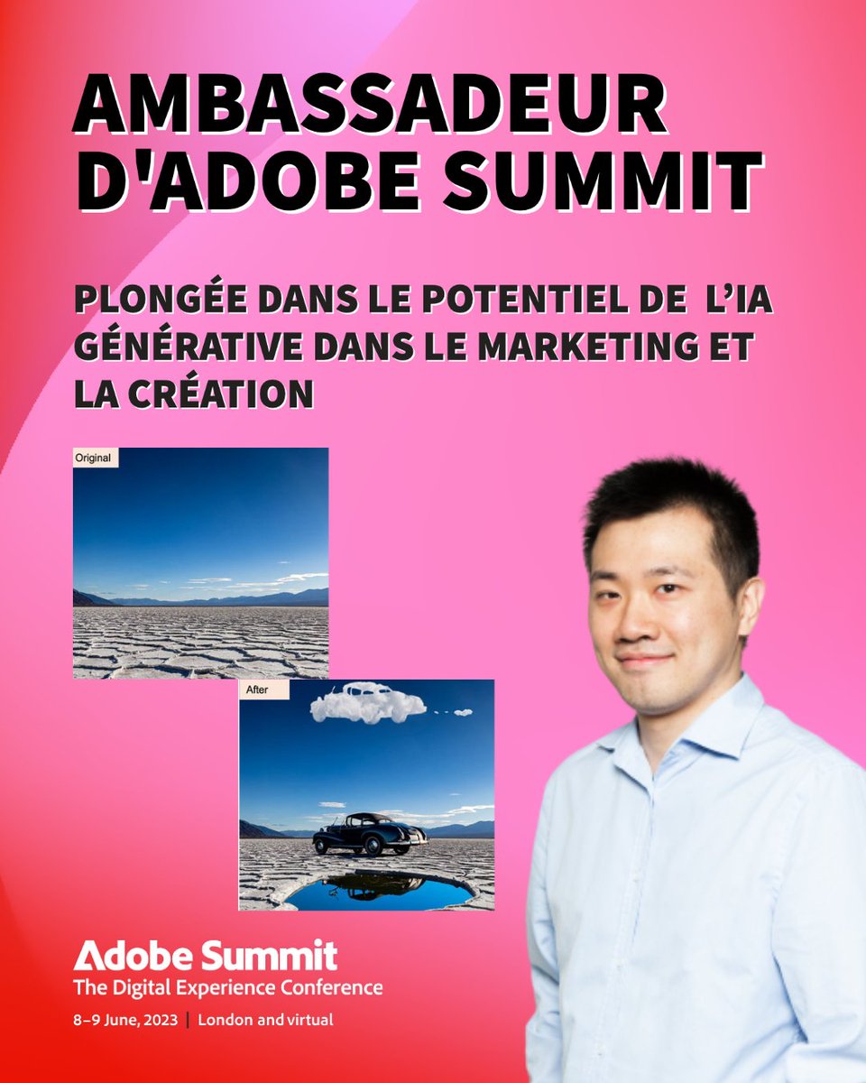 #AdobePartner #AdobeSummitEMEA 
📣 Excellente nouvelle, une couverture à Londres 🇬🇧 pour Adobe !

 J'ai le plaisir d'annoncer que je vais vous donner les dernières informations sur l’IA générative et du marketing au prochain Adobe Summit EMEA au London ExCel cette semaine (8 et 9
