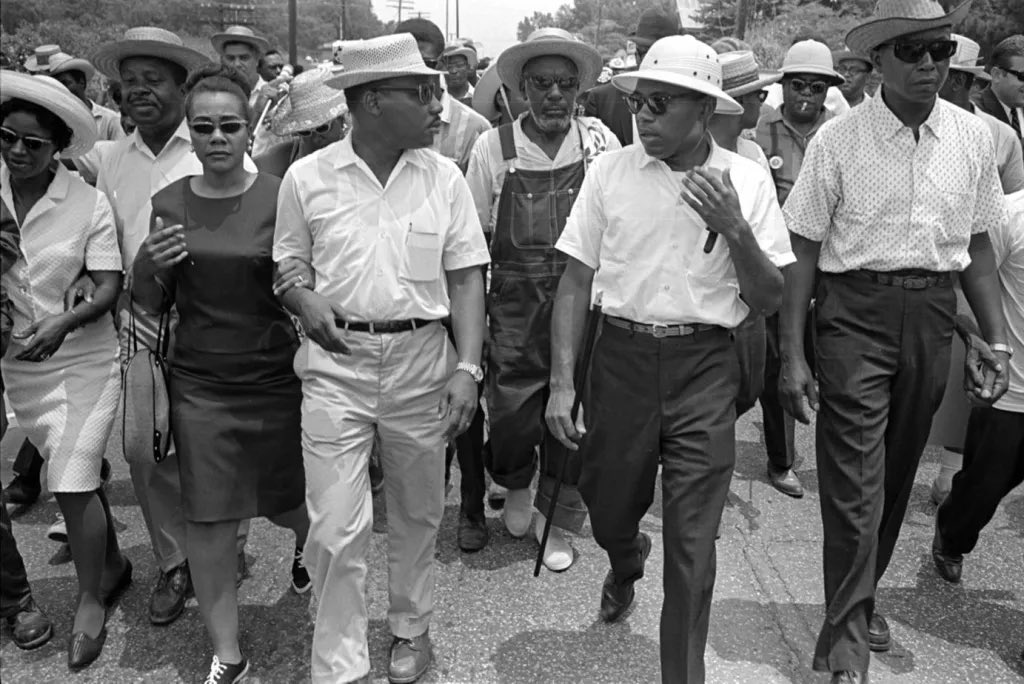 June 6, 1966; James Meredith wounded by white sniper as he walked along U.S. Highway 51 in Mississippi, on 2nd day of 220-mile voter registration march from Memphis to Jackson. March was continued on June 7 by Martin Luther King Jr., Floyd McKissick, Stokely Carmichael & more.