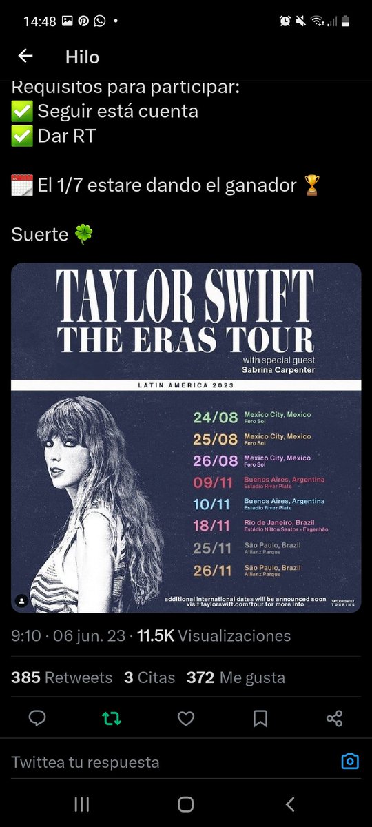 fedejuncoss's tweet photo. @TaylorCarp__ 🙏🙏🙏🙏💞💞💞 https://t.co/poN72Roruu