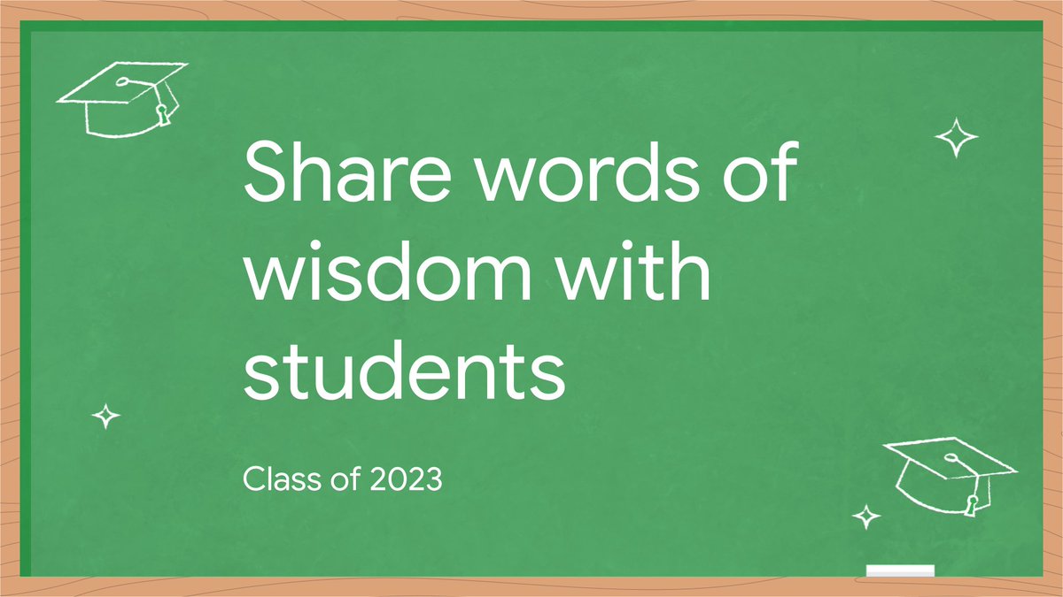 You know the year has come to an end when:
🗄️Schoolwork is filed away
✍🏾Yearbooks are being passed around
🧑🏼‍🎓Caps & gowns are being picked up

Close out the year with some inspiration—use this template to create #Classof2023 quote cards: goo.gle/3qpehfv