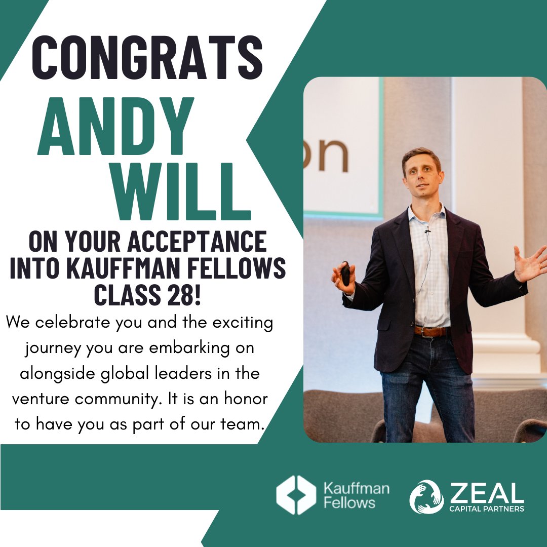 Congratulations to @Andywill29 on his acceptance to the @KauffmanFellows program! Kauffman Fellows is a prestigious and highly selective #venturecapital fellowship that provides emerging leaders in the industry with extensive training, mentorship, and a global network #KF28