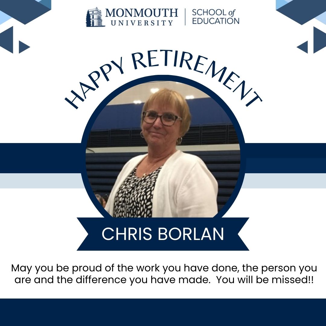 MU School of Ed (@muschoolofeduca) on Twitter photo Happy Retirement to Christine Borlan, Credential Officer for the School of Education. We will miss you!!
<a href="/DrMulvaney/">Tracy Mulvaney</a> <a href="/DrGeorge_MU/">William O. George III</a> <a href="/monmouthu/">Monmouth University</a> Happy Retirement to Christine Borlan, Credential Officer for the School of Education. We will miss you!!
<a href="/DrMulvaney/">Tracy Mulvaney</a> <a href="/DrGeorge_MU/">William O. George III</a> <a href="/monmouthu/">Monmouth University</a>