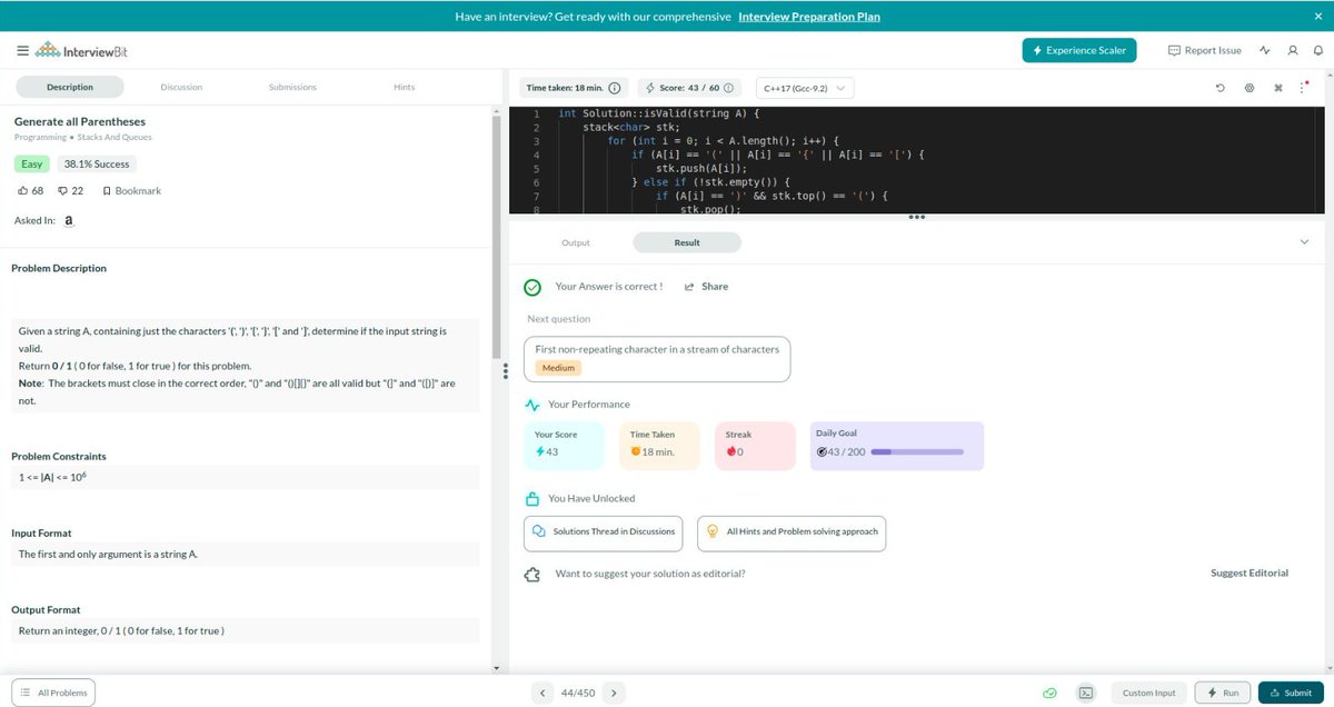 philomath128's tweet photo. Hello all, I have completed #Day037 of #365DaysofCode Challenge with
@Scaler
@scaler_official
Today I solved the question - Generate all Parentheses
Scaler discord community link: https://t.co/f6sYlLCC2w
#scalerdiscord #codewithscaler https://t.co/BBzBTa8pLC