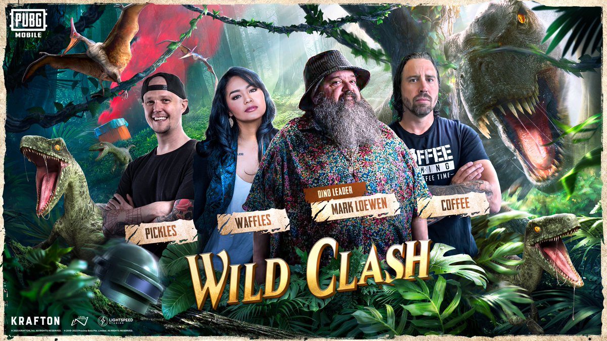 PUBGMOBILE's tweet photo. Our creator dino squad is ready for #PUBGMWILDCLASH! Get ready for a dino-lesson🦖 to earn that chicken dinner! 🦖 ➡️🐓➡️🍽️

Download and Play For FREE: https://t.co/75cNMZNM0b

#PUBGMPLAYWILD #PUBGMVIP https://t.co/otJtXYaJls