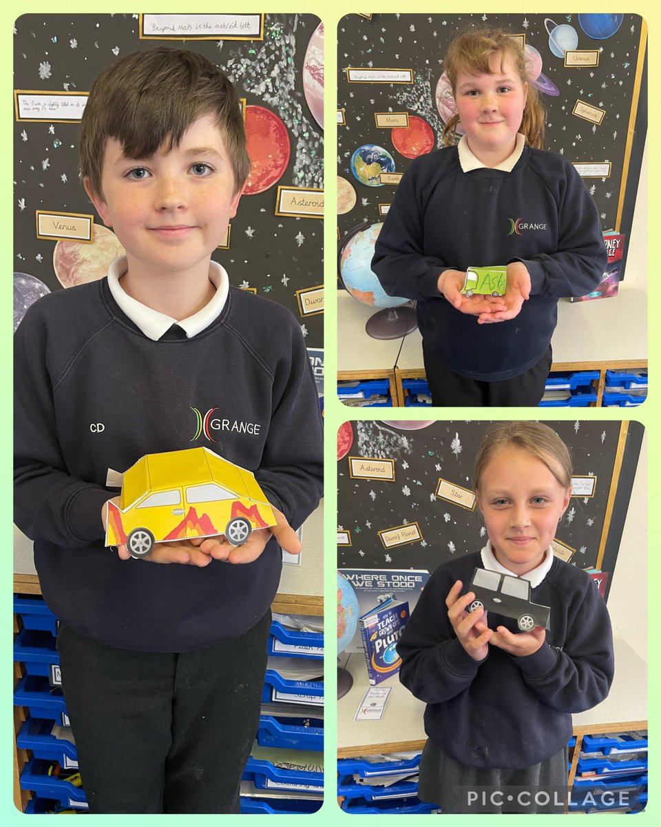 GrangeMissWard's tweet photo. Year 5 used @purpleMash to create 3D models. They created the net, viewed it online in 3D before printing their design. Cutting out the net and glueing the tabs was tricky, but I’m sure you’ll agree they look fabulous! @GrangeMrsMcG @GrangeMissA @GrangeMissH #GrangeComputing https://t.co/WwXPcUx6Iy