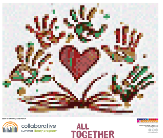 byStickTogether's tweet image. All Together Now is the @cslpreads 2023 theme celebrating unity and inclusion. This image, called Heart &amp;amp; Hands, by Aude Shattuck, brings joy and love right into your library. Now on SALE for $29.99: ow.ly/VVEJ50OrsEp #SummerReading #TLChat #SummerLearning