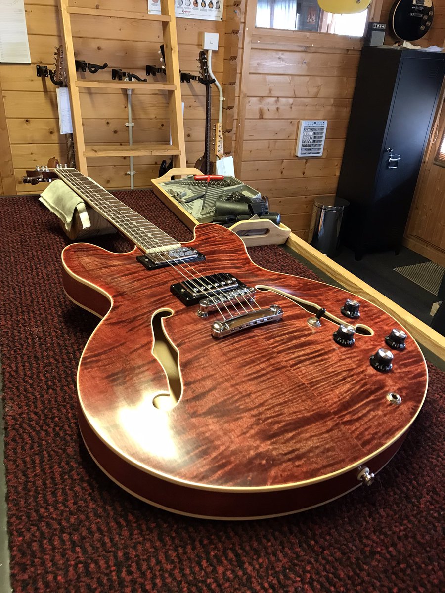Arch tops: Vintage Encore re-fretted, Hofner re-fretted &amp; headstock break repair, Epiphone Casino re-fretted, Gibson 335 fret dress &amp; setup. #encoreguitars #hofnerguitars #epiphoneguitars #gibsonguitars