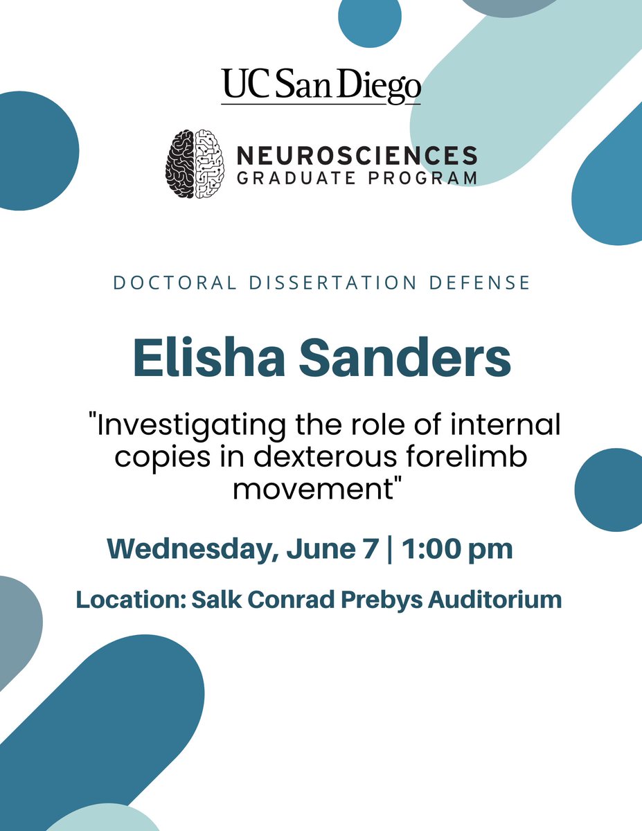 Swing by the Salk tomorrow to hear Elischa Sanders’ thesis defense!! 🥳🥳