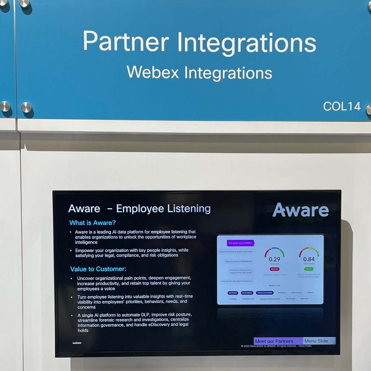 Aware_HQ's tweet photo. Attending #CiscoLive? Stop at the Collaboration Showcase (Booth 5334) this week for a demo of how Aware protects your digital workplace and unlocks incredible value from employee voices at scale π
#EmployeeExperience #HybridWork #WebexAppHub @Webex @Cisco @wwt_inc https://t.co/u07SrG23e9