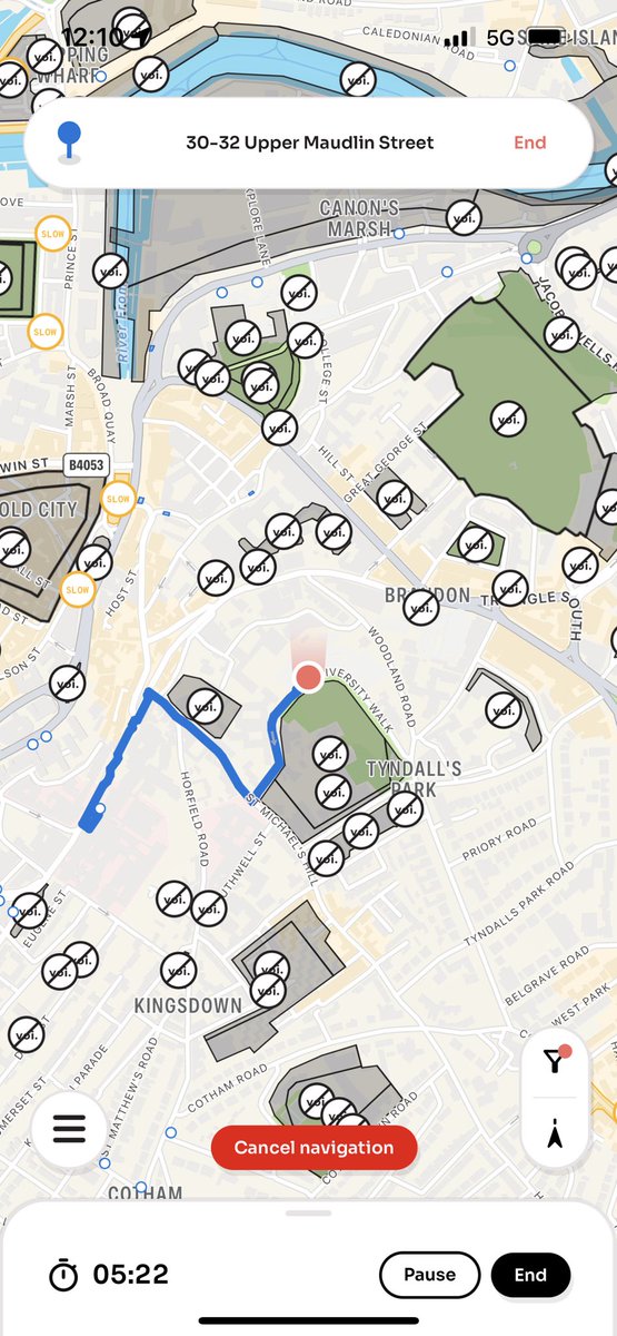 Another day of ⁦<a href="/voitechnology/">Voi Technology</a>⁩ being absolutely useless in the centre of a large city. Navigate to where they say there is parking, and it’s gone. Like the gold at the end of the rainbow.