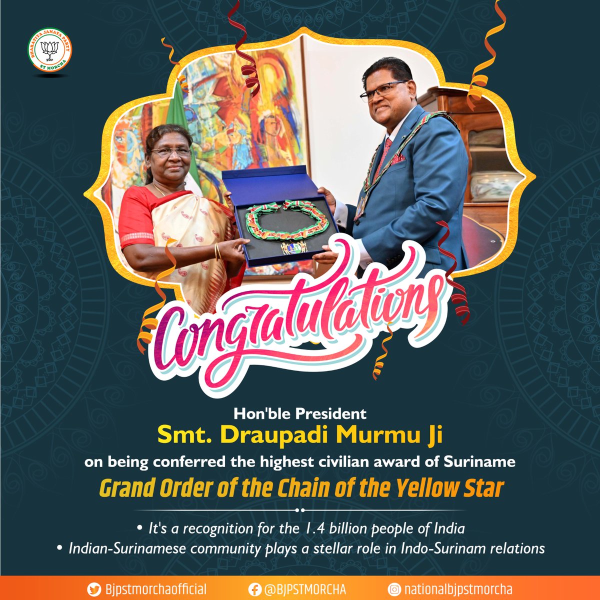 Congratulation smt. Droupadi Murmuji.......