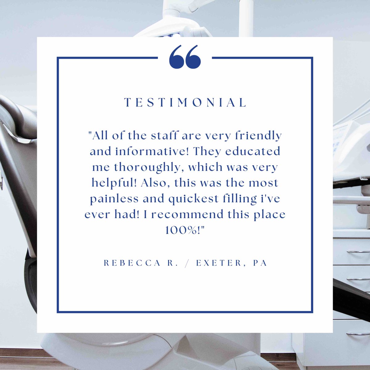 It’s #testimonialtuesday 🌟

🦷We love to educate our patients on the treatment that is necessary to provide high quality dental care! 
.
.
.
.
#americandentalsolutions #peacelovesmile #reviews #testimonal #15locations #dentist #pa