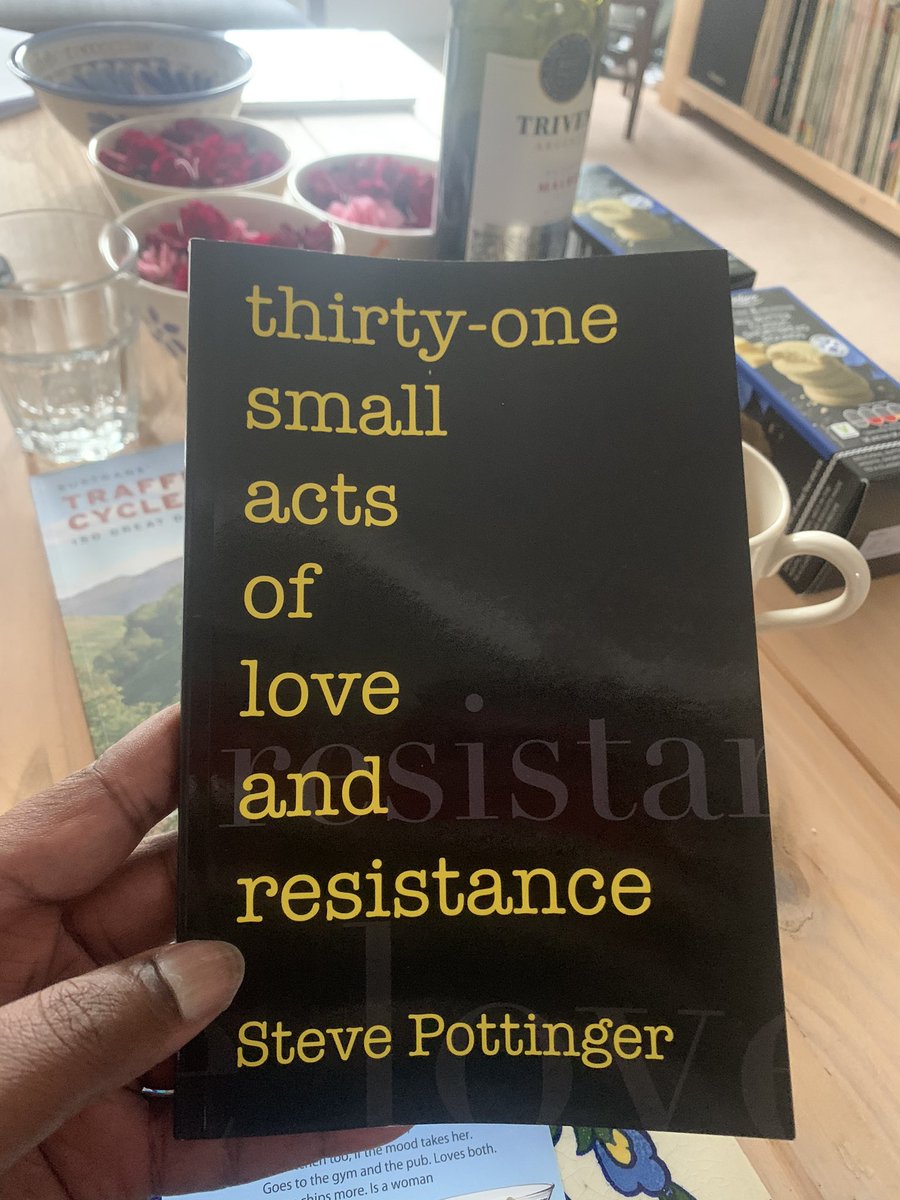 Chilling out after a lovely day with students from Wrexham Glyndwr University reading this corker of a collection, like a manifesto for the working class and the oppressed 👏🏾👊🏾 big up Tipton Jedi 😂 <a href="/BigStevePoet/">steve pottinger</a>
