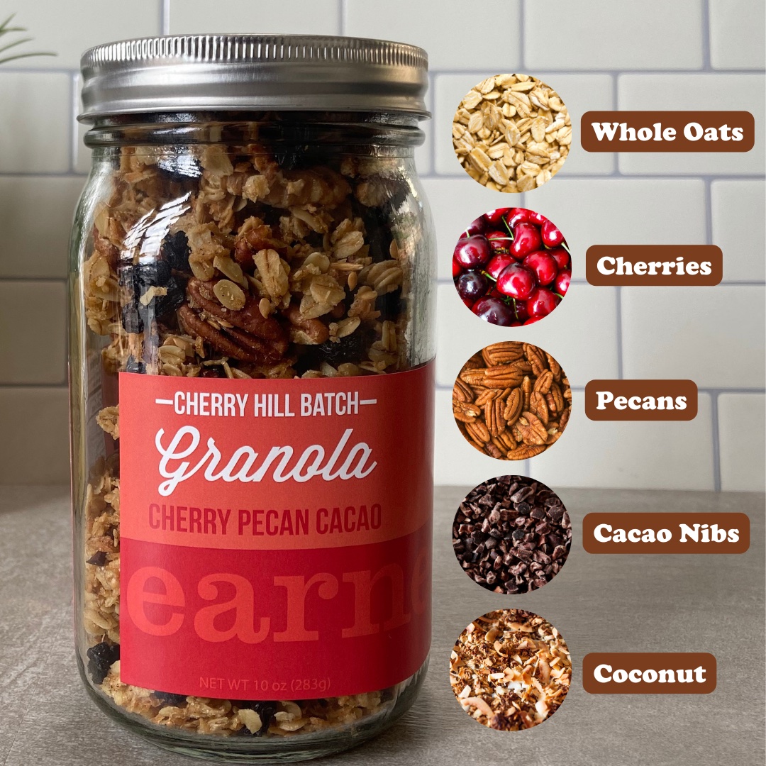 New Earnest Eats item? Oh ya! Introducing Earnest Eats Small Batch Granola, The Cherry Hill Batch! Cherries, pecans, cacao slow baked with real olive oil and pure maple syrup for epic goodness! Checkout our website for the story behind this pantry staple😊 earnesteats.com/products/small…