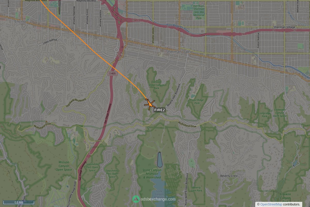 ffoverhead's tweet image. LAFD #N302FD callsign #FIRE2 (A139) was spotted near Sherman Oaks, Los Angeles, CA at approximately 18:24 UTC squawking 1200 globe.adsbexchange.com/?icao=a32741&amp;amp;z… #LAFD #LAFire