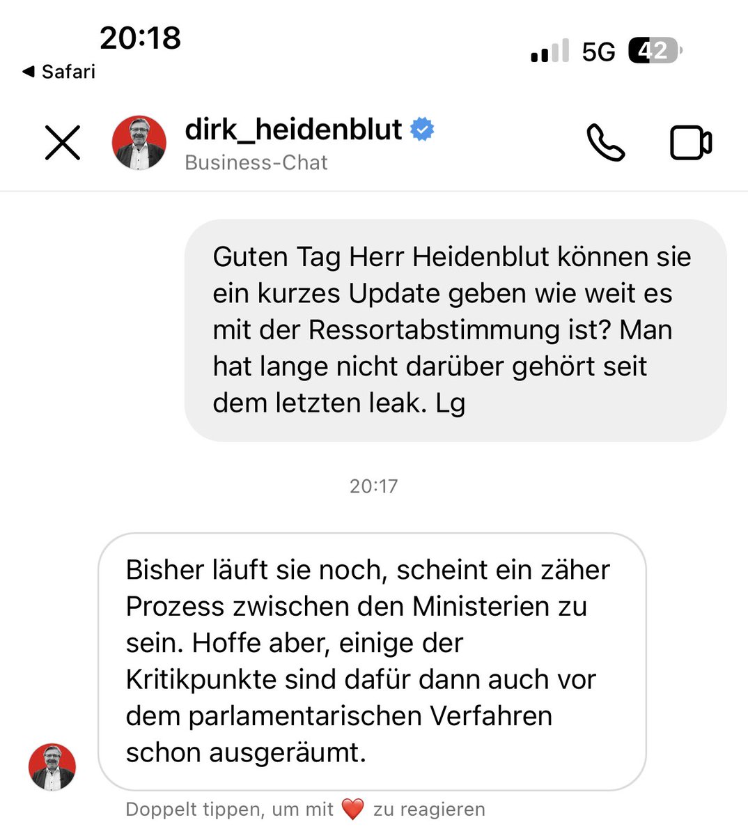 Nachricht von #Heidenblut bezgl Ressortabstimmung. Antwort gerade eben 🧐👍 wer blockiert da frage ich mich 🤮🤦😳