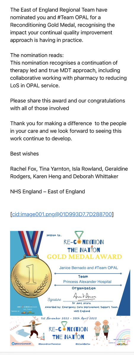 nicejaus's tweet photo. It was indeed a month of celebration for the @opal_unit team @NHSHarlow. Inspiring leader award, Rising Star award, Gold Medal from @ReconGamesUK 🎉👏Thank you to our PAH family and @GamesEoE, @GeraldineR16 @DebWhittaker2 🙏#OPALTeamRocks https://t.co/PwW8ORM72g