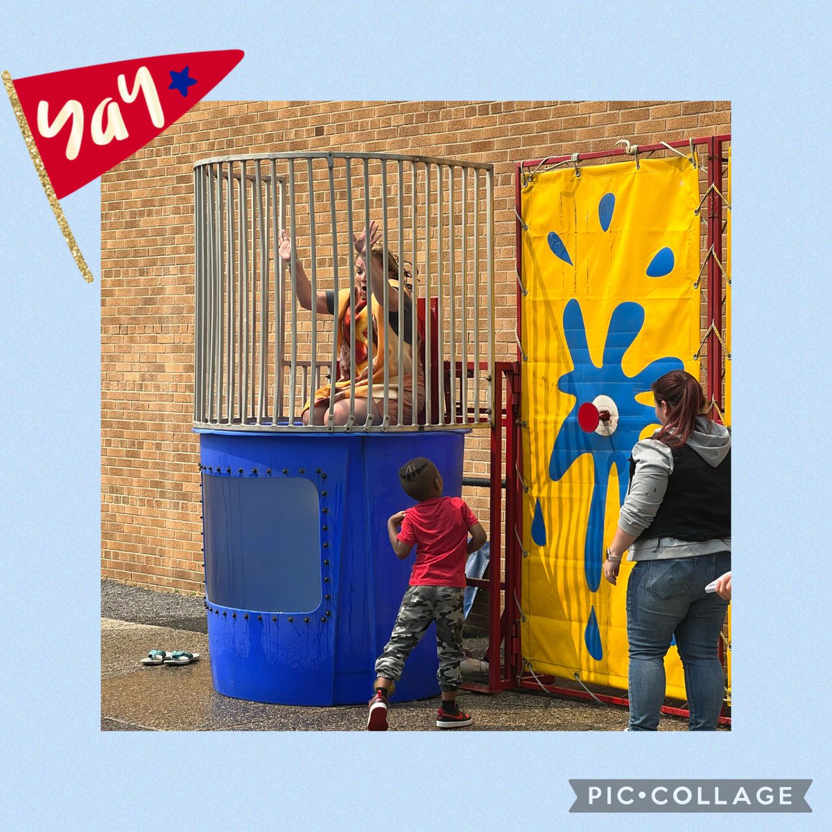 Our Raise Craze and READ winners had lots of fun dunking Mr. Molinelli and Dr. Coyle in the dunk tank today!! Thanks to the great aim and strong arms of our students, neither of them stayed dry! 🐝😂💦 #dpsdny #onedeerpark