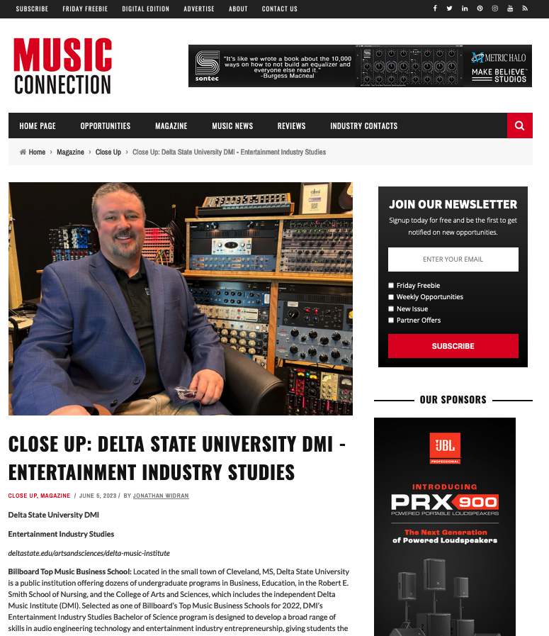 Look who's in this month's Music Connection magazine! <a href="/DeltaState/">Delta State University</a> <a href="/DSU_Alumni/">Delta State Alumni</a> <a href="/DSU_Foundation/">Delta State University Foundation</a> <a href="/StudentLifeDSU/">DSU Student Life</a> 
musicconnection.com/close-up-delta…