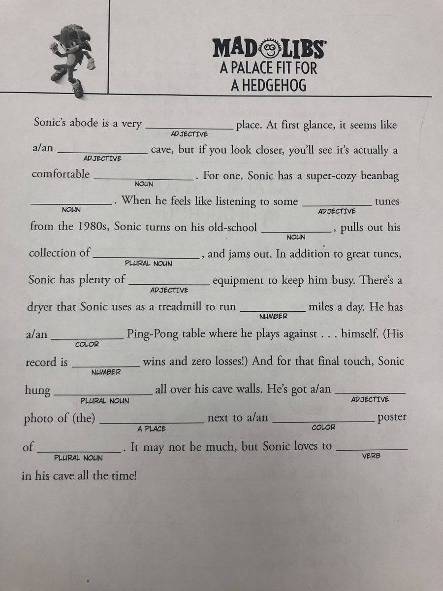DHSGarrah's tweet photo. As we begin to review parts of speech in literacy, students laughed with each other as they read aloud their hilarious Mad Libs! Ask your child about nouns, adjectives, verbs and adverbs to review this knowledge! @DHSDhillon https://t.co/T3clRKSheu