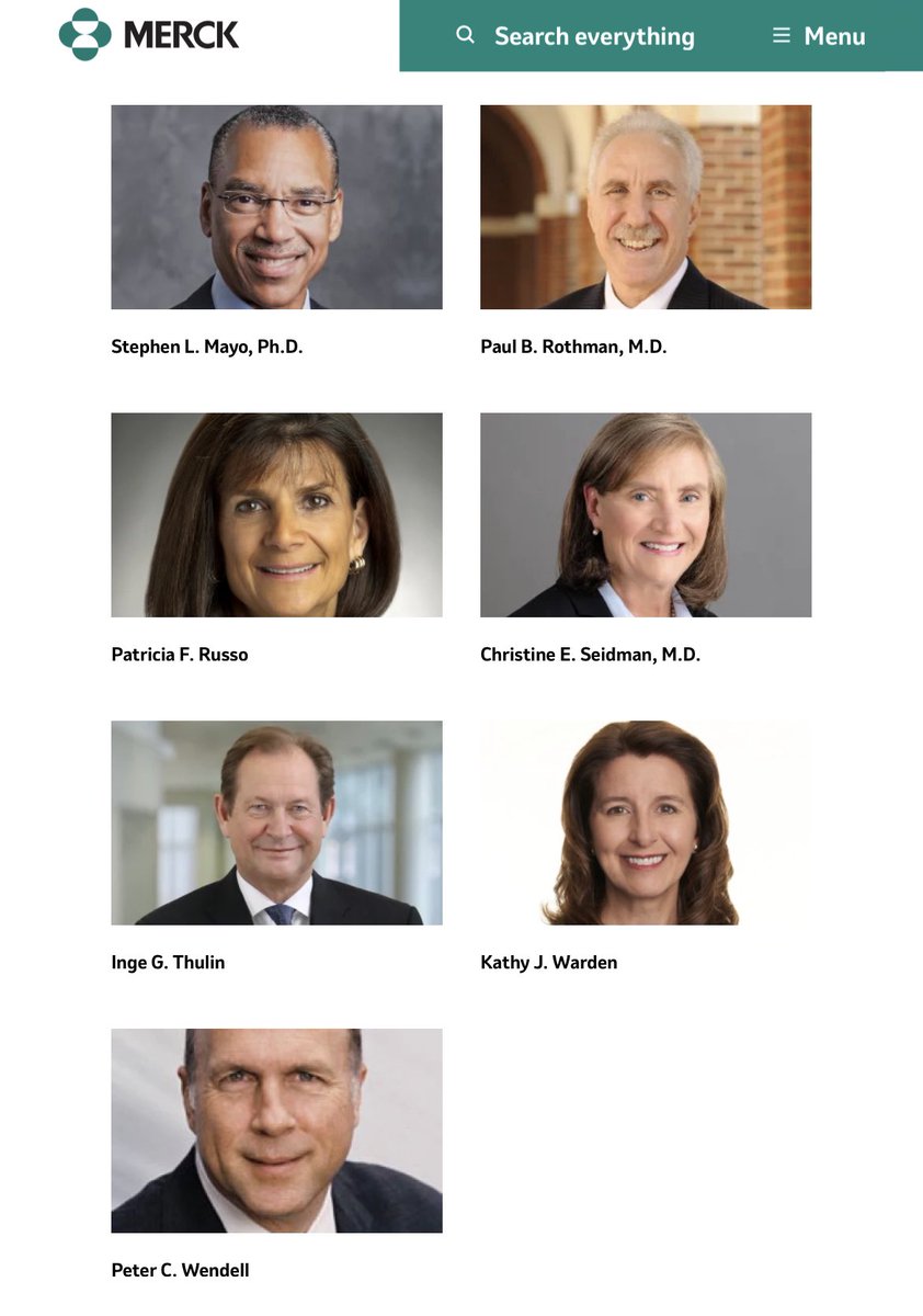 Merck is suing the US government over a law that lets Medicare negotiate drug prices.

Here is the company's Board of Directors.

These are the people who want to price-gouge sick Americans and make us all suffer.