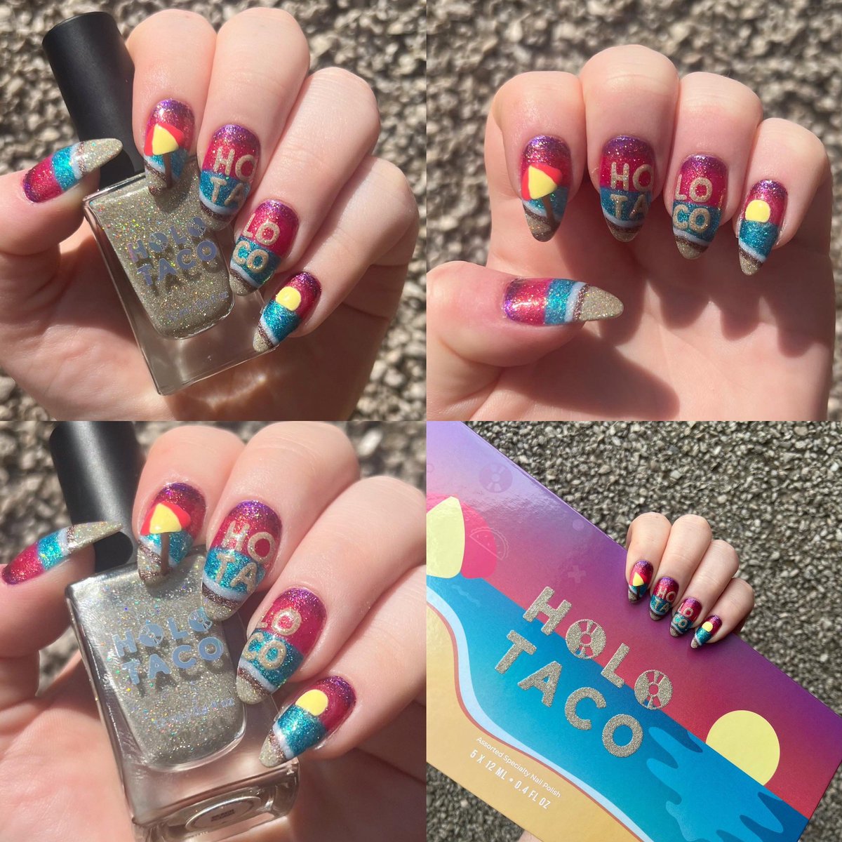 libby_fayee's tweet photo. Once I received my @holotaco Vacation collection box I knew what I wanted to do for nail art - so happy with how it turned out! 🏖️☺️💅🏼 @nailogical https://t.co/cyC6EJDOdY