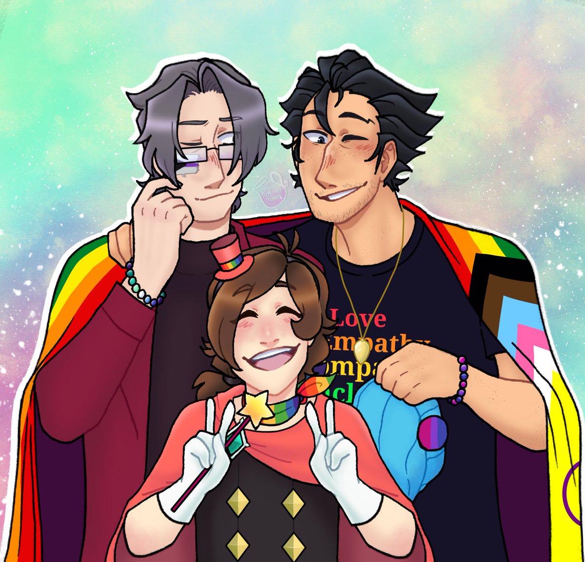 ✨🏳️‍🌈 Happy Pride 🏳️‍⚧️✨

#AceAttorney #aceattorneyfanart #phoenixwright #milesedgeworth #trucywright #narumitsu #wrightworth #pride #PrideMonth #PrideMonth2023 #PrideFlag #prideart