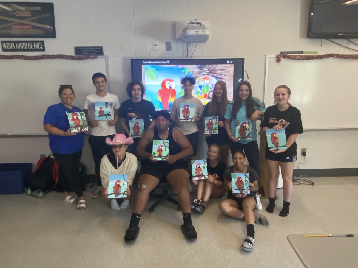 Loudon High school Summer Launch Program is taking our students around the world in 4 days!!! First stop- 🇧🇷 Brazil “Painting with a twist”