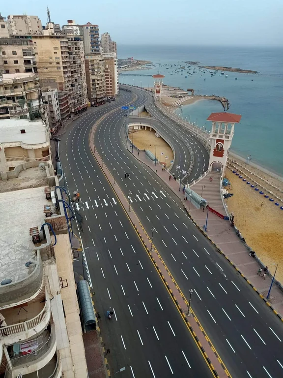 Today Alexandria 🇪🇬 finished construction on widening an urban highway and building a new highway overpass over a prime public beach. 

'Officials say this project is necessary to end traffic congestion, especially during the summer when large numbers of tourists visit.' 🤡