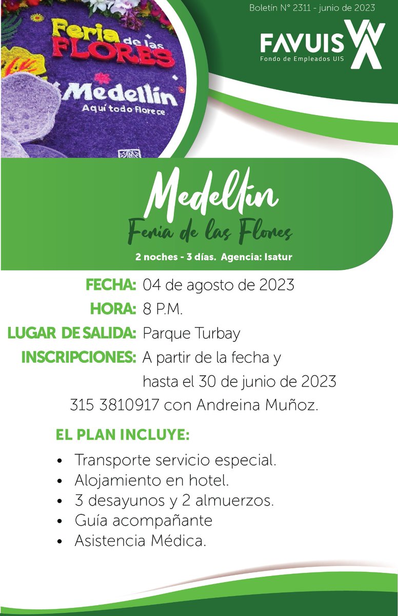 FavuisDigital's tweet photo. ¡Viaje en familia con FAVUIS! 💚🏖️

Informes 📲: 315 381 0917 con Andreina Muñoz. https://t.co/5vrCIqKCPU