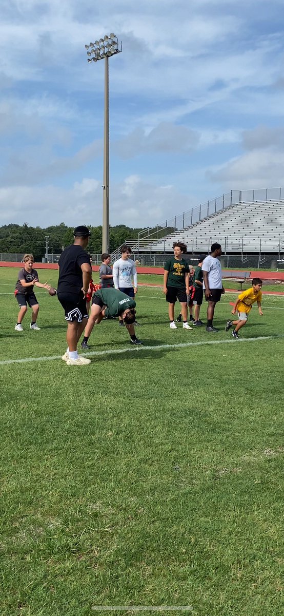 GJHS_Football's tweet photo. Been a great beginning to the Youth Camp. Players &amp; Coaches have been killing it being #CampCoaches. Showing the future Eagles what playing at Jerry May Field means! 
🦅🦅🦅
#Family #Leaders #ACE
@free48babee @kmc5557 @claytonm61 #CoachLake 
#CoachEpps #CoachThompson https://t.co/yyLc5Iyx6O