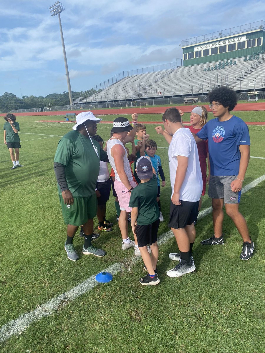 GJHS_Football's tweet photo. Been a great beginning to the Youth Camp. Players &amp; Coaches have been killing it being #CampCoaches. Showing the future Eagles what playing at Jerry May Field means! 
🦅🦅🦅
#Family #Leaders #ACE
@free48babee @kmc5557 @claytonm61 #CoachLake 
#CoachEpps #CoachThompson https://t.co/yyLc5Iyx6O